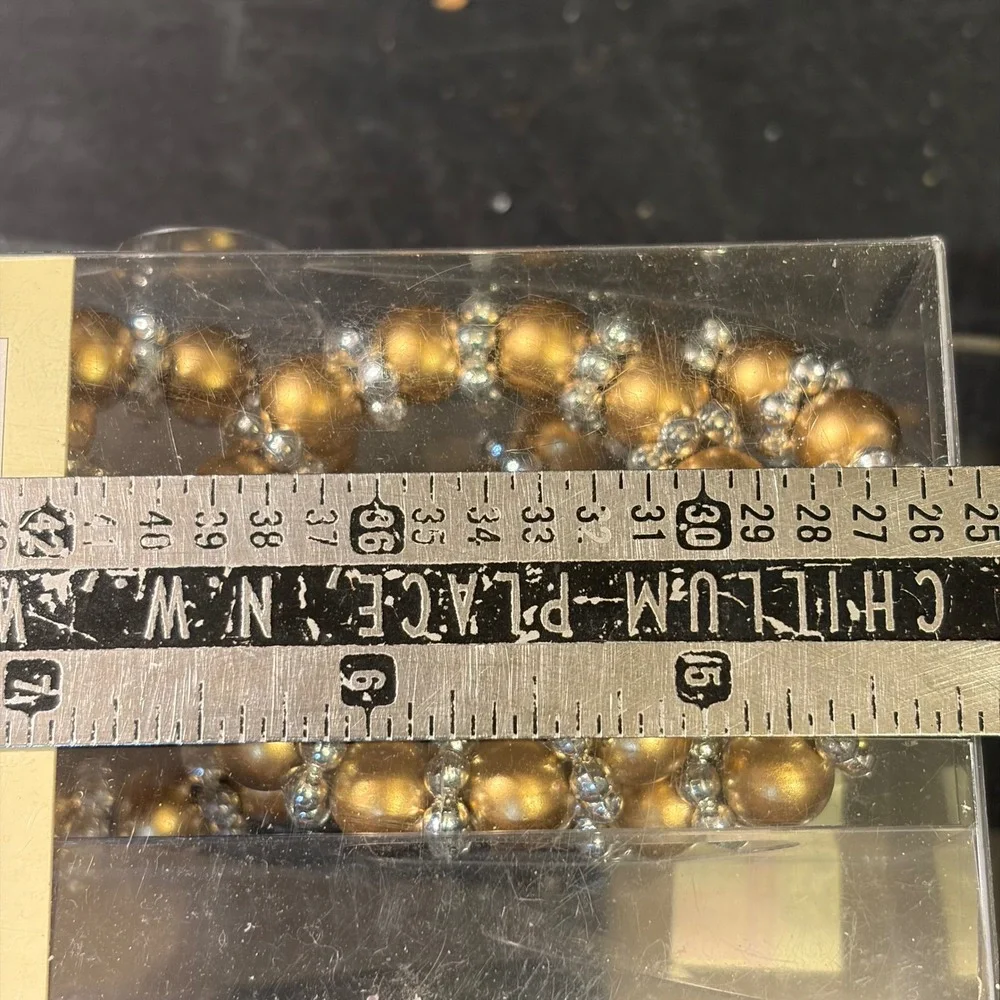 Abbey Hill Collection Beaded Napkin Rings Set of 4 Gold Silver Metallic